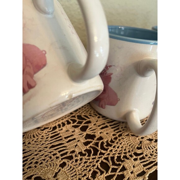 Set of 4 Vintage Pink Pig Out Coffee Mugs - Picture 9 of 9